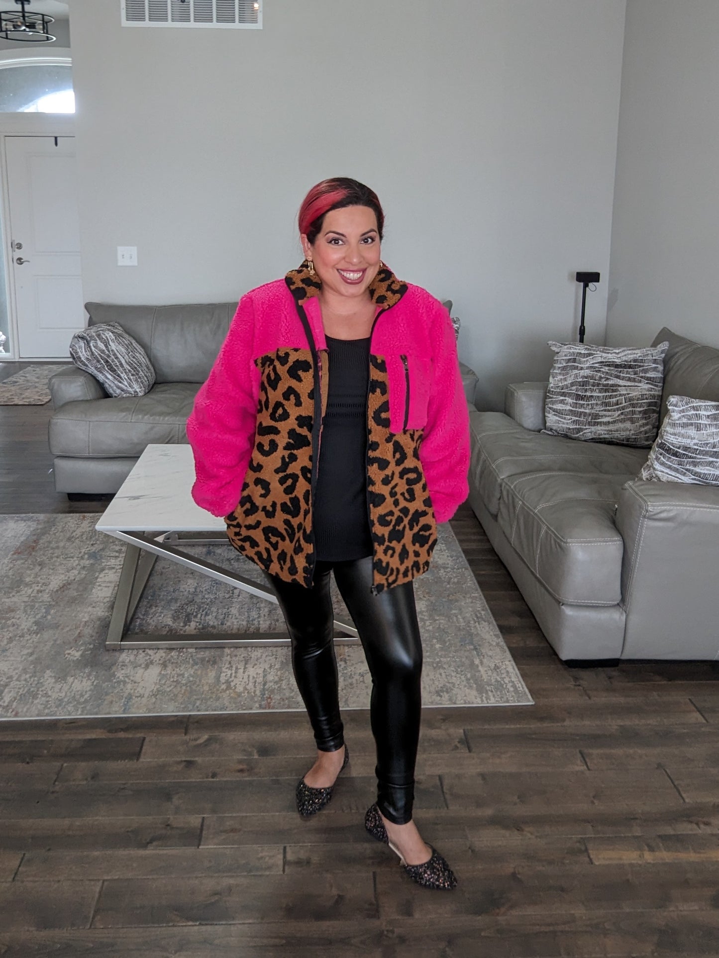 Pink Leopard Cozy Zip-up Jacket