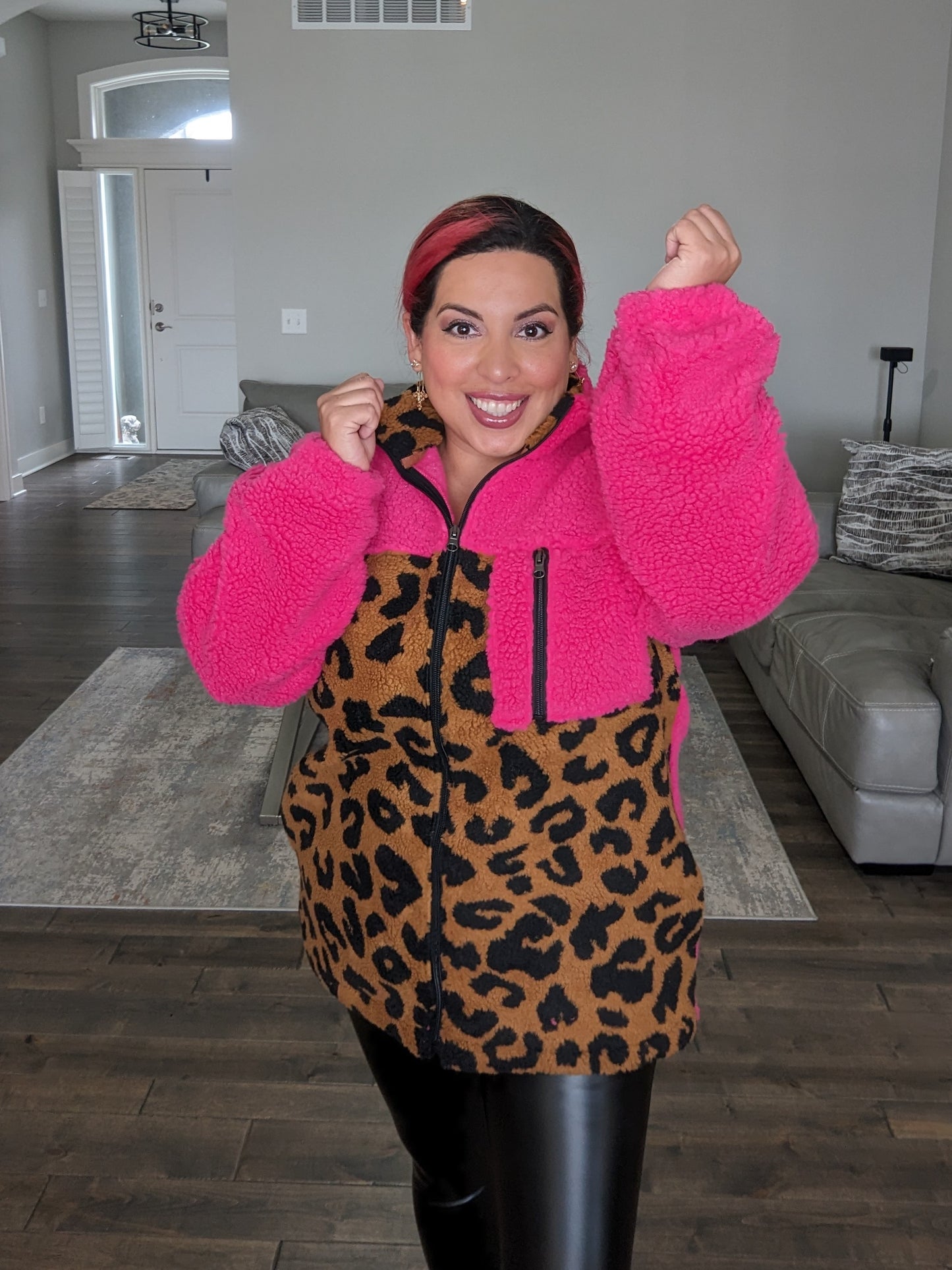 Pink Leopard Cozy Zip-up Jacket