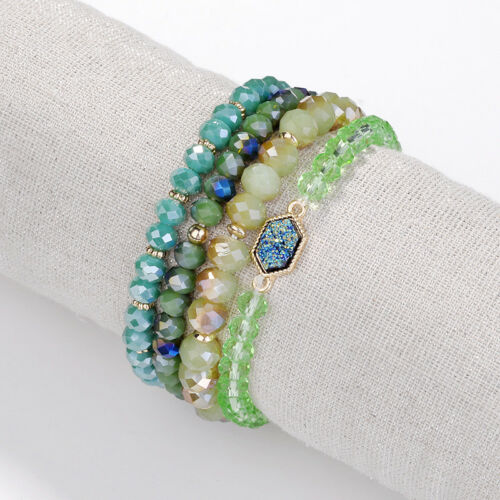 Green Druzy Bracelet Stack