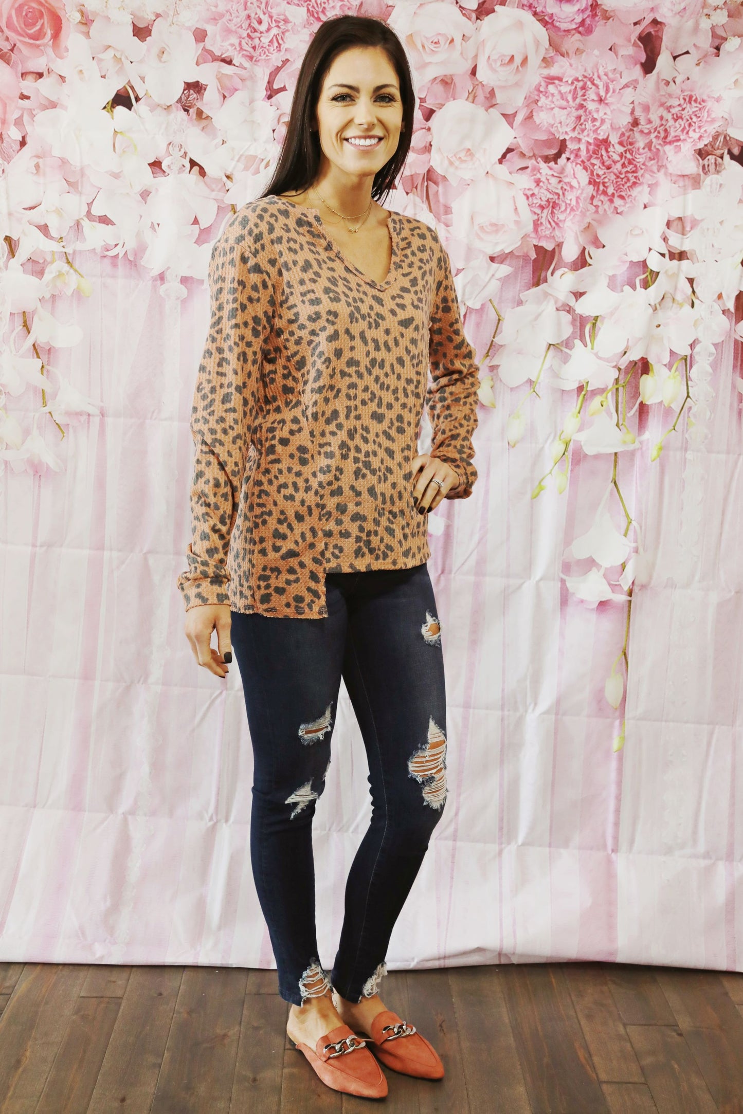 Rust Leopard Top