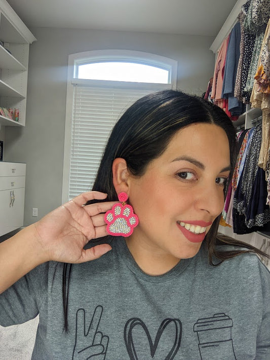 Oversized Sparkly Paw Earrings