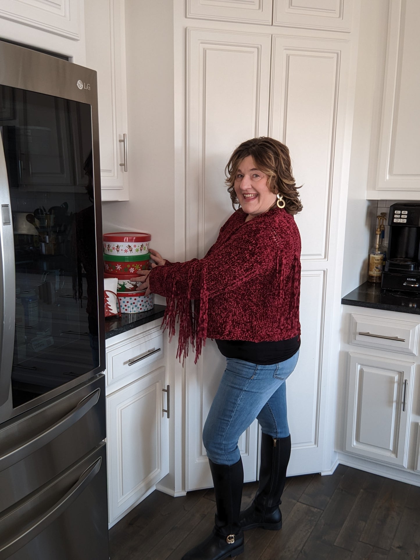 Burgundy fringe sweater