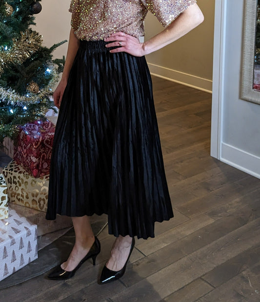 Velvet Pleated Skirt