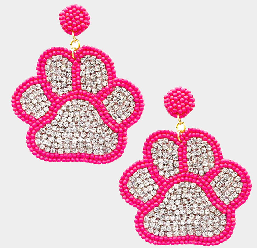 Oversized Sparkly Paw Earrings