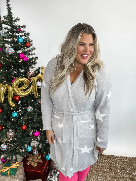 Cloud Lounge Robe/Cardigan - Light Gray/Stars